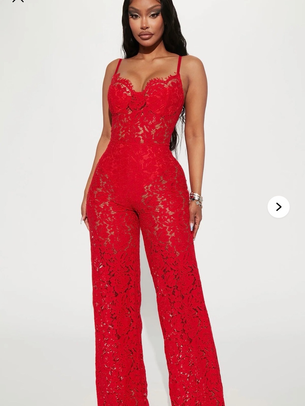 Fashion Nova Red Lace Jumpsuit
